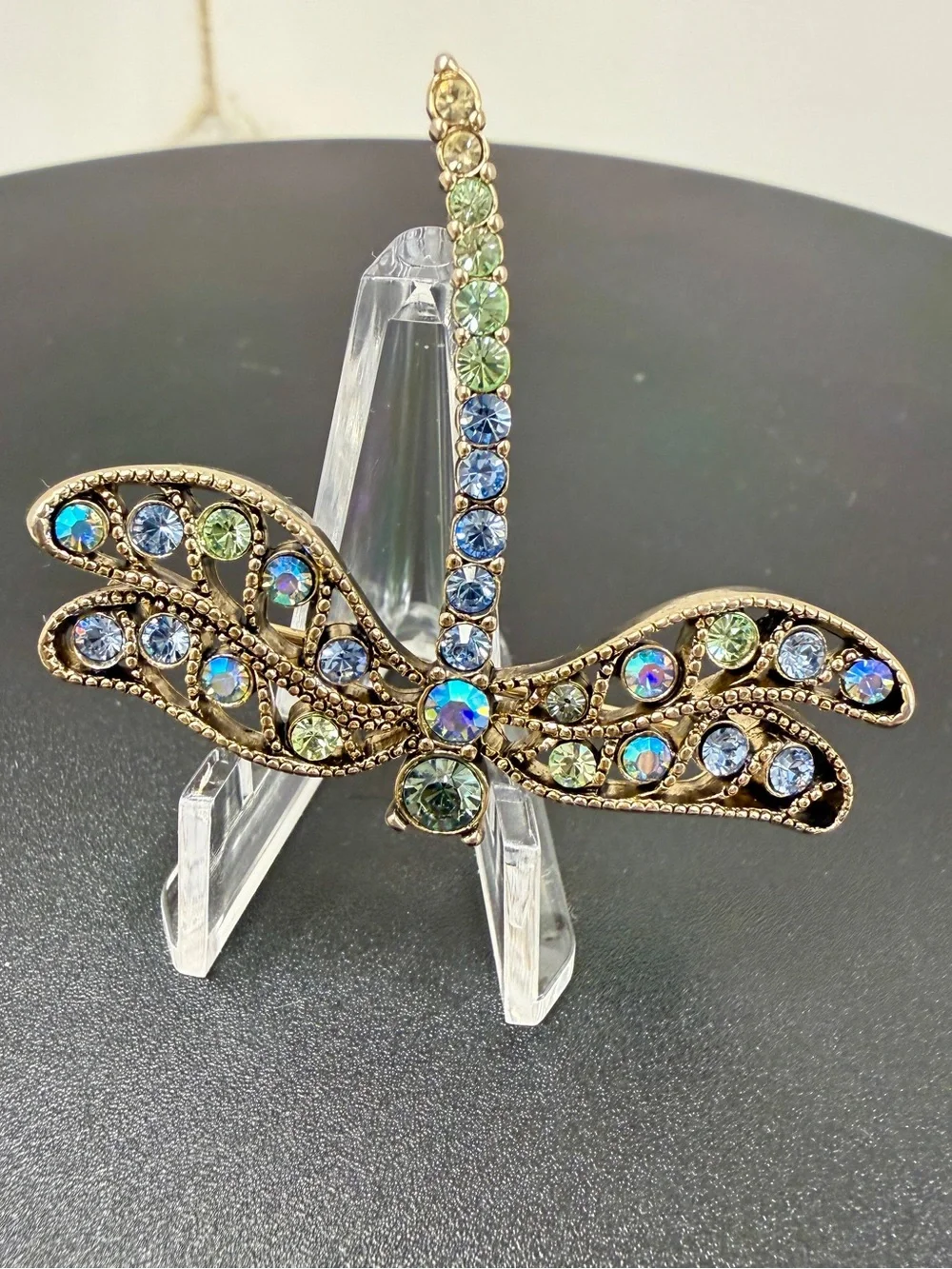 Crystal Dragonfly Brooch - Multicolor Rhinestone Accent